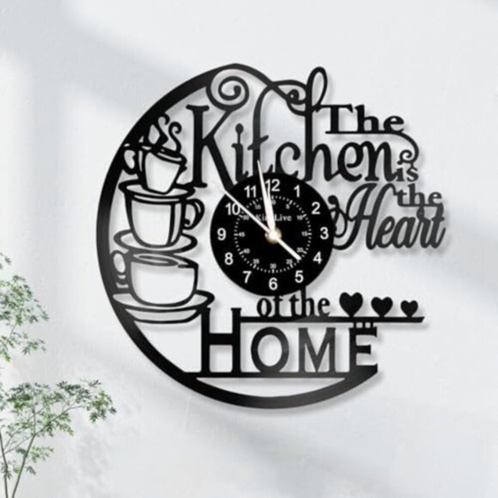 New 12Inch Kitchen Vinyl Record Wall Clock for Kitchen or Coffee Bar Decor
